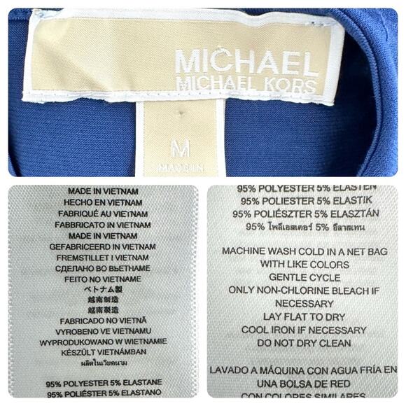 Michael Kors | Blue Long Sleeve Draped Stretch Dress - M - Picture 8 of 8